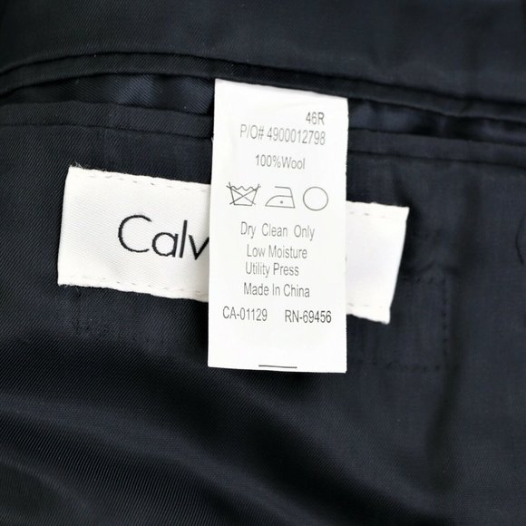 Calvin Klein Men's Sport Coat Size 46 R 100% Wool Jacket Blazer Dark Navy - Picture 5 of 13